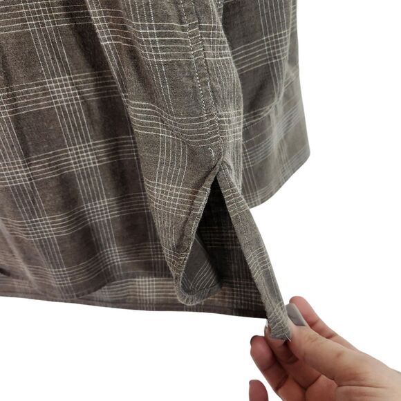 ERMENEGILDO ZEGNA Shirt Mens Medium Brown Gray Pocket Button Front Dress Top - Picture 5 of 10